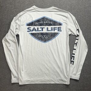 Salt Life Men's Deep Sea Light Long-Sleeve Logo Shirt Small